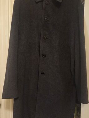 Jacob Siegel Nordstrom Black Wool Overcoat Mens 42L Vintage Top Coat